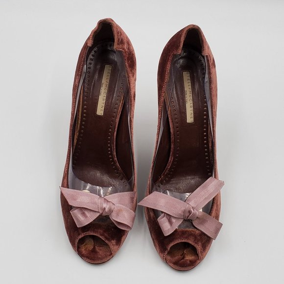 Stella McCartney Crushed Velvet Peep-toe Pumps - Picture 3 of 16